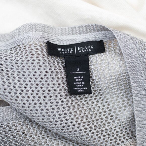 White House Black Market Sweater S Multi-Fiber Metallic Lurex Mesh Festive New - Picture 7 of 9